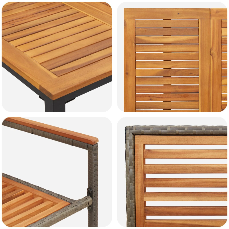 vidaXL Dārza ēdamgalds 7 pcs Pelēks un brūns poliratāns