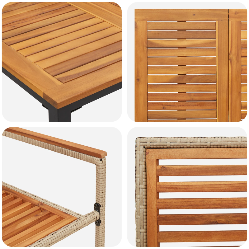 vidaXL Dārza ēdamgalds 7 pcs Bēšs un Brūns poliratāns