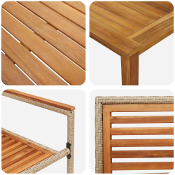 vidaXL Dārza ēdamgalds 3 pcs Bēša Cietā akācijas koks