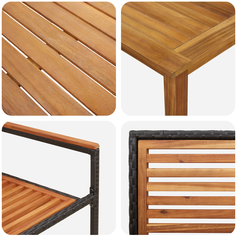 vidaXL Dārza ēdamgalds 5 pcs Melna Cietā akācijas koks