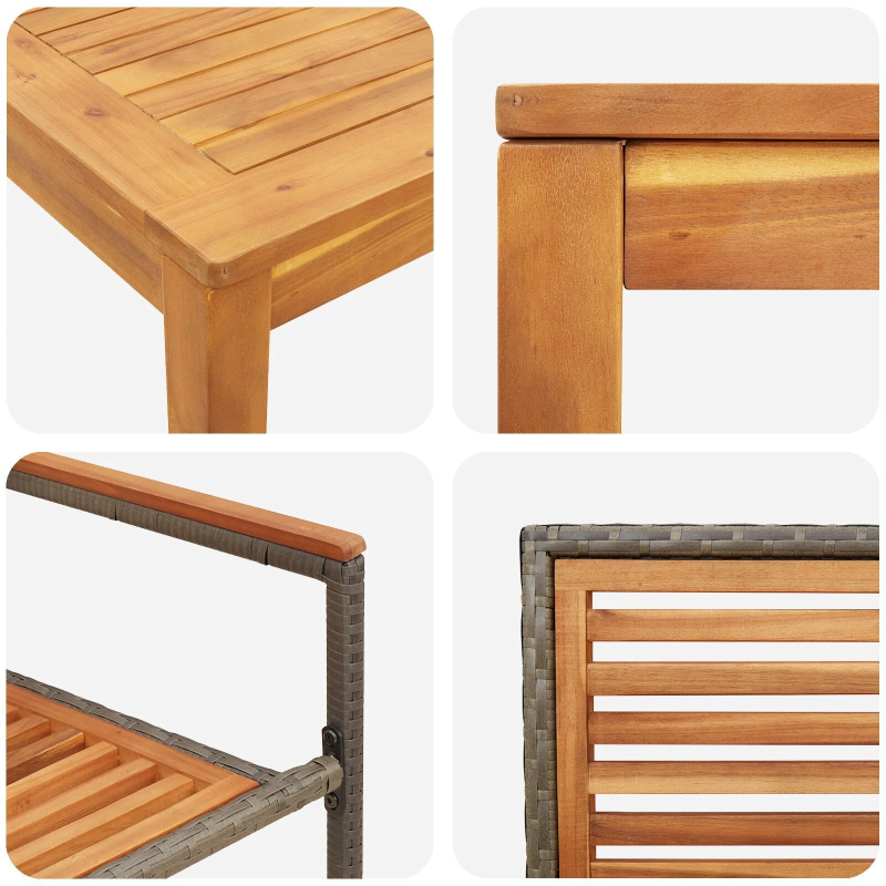 vidaXL Dārza ēdamgalds 3 pcs Pelēka Cietā akācijas koks