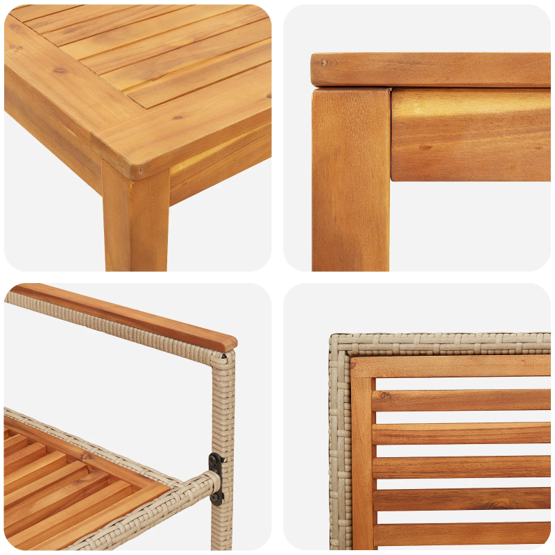 vidaXL Dārza ēdamgalds 3 pcs Bēša Cietā akācijas koks