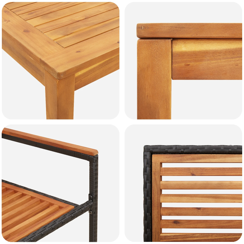 vidaXL Dārza ēdamgalds 5 pcs Melna Cietā akācijas koks