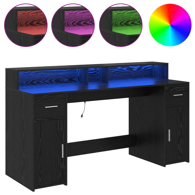 vidaXL Galds ar plauktu Melns ozols 160 x 55 x 91 cm Inženierijas koks