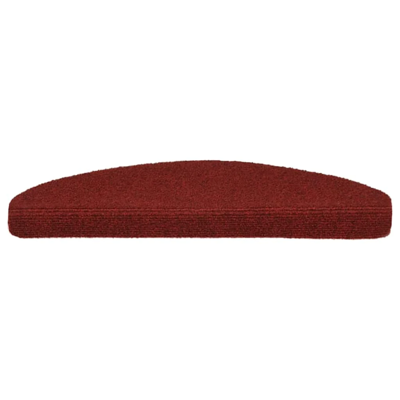 vidaXL kāpņu paklājiņi, pašlīmējoši, 30 gab., 65x21x4 cm, bordo sarkani, pusapaļi, lieli