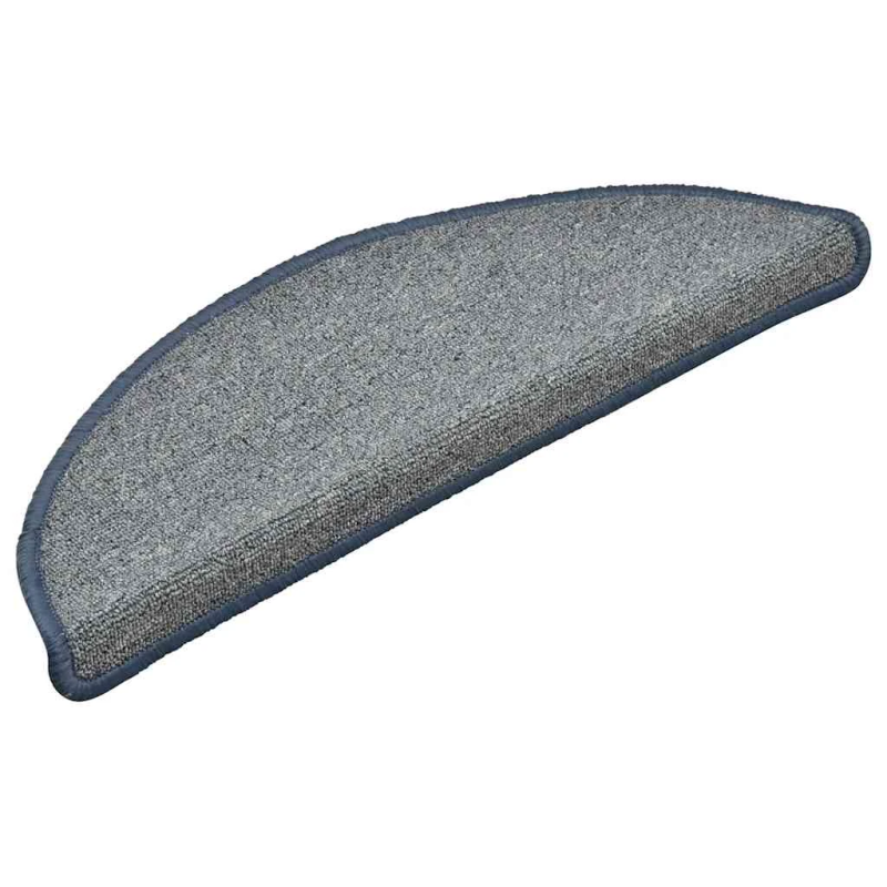 vidaXL kāpņu paklājiņi, 30 gab., 56x17x3 cm, gaiši pelēki un zili, pusapaļi