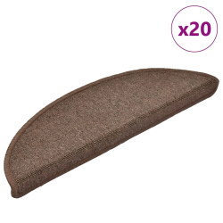 vidaXL kāpņu paklājiņi, 20 gab., 56x17x3 cm, kafijas brūni, pusapaļi