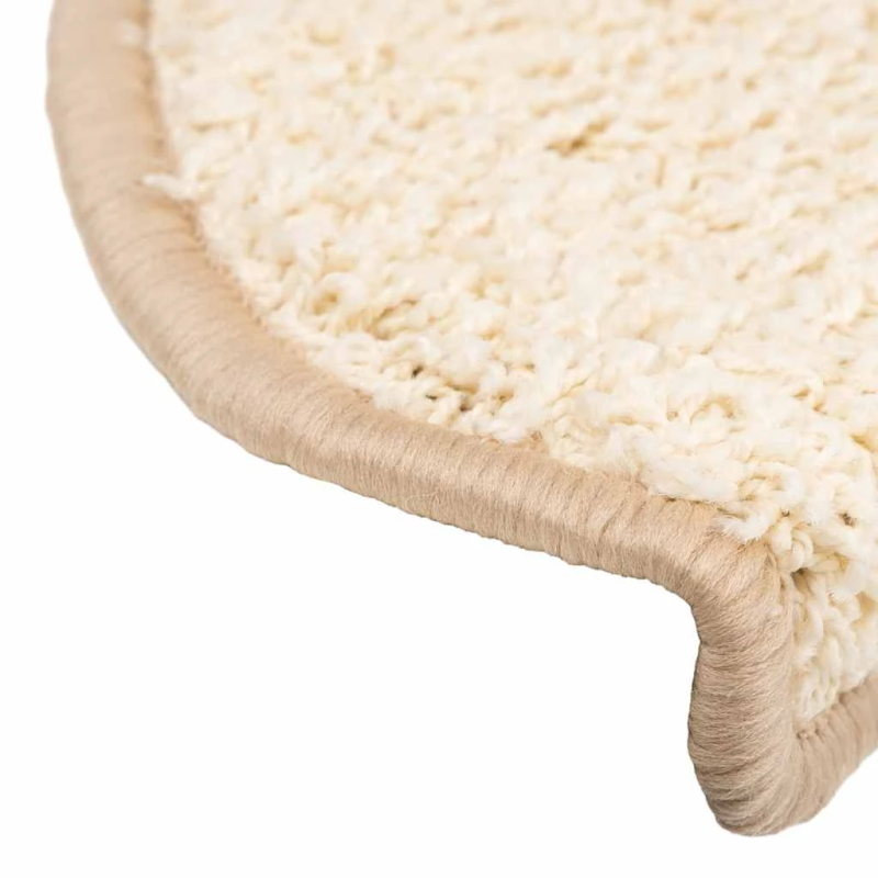 vidaXL kāpņu paklājiņi, 30 gab., 65x21x4 cm, krēmkrāsas, pusapaļi, lieli