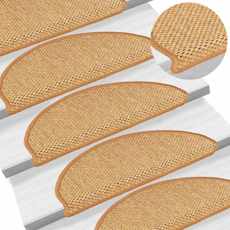 vidaXL kāpņu paklāji, 30 gab., pašlīmējoši, 65x21x4 cm, sizal