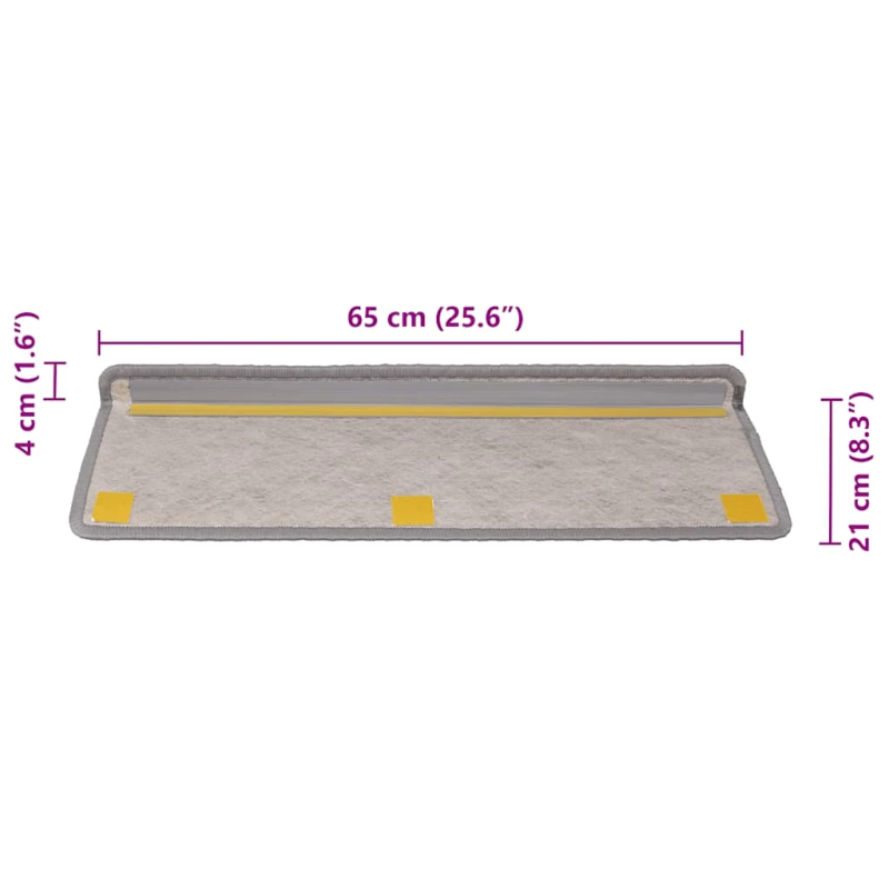 vidaXL kāpņu paklāji, 30 gab., pašlīmējoši, 65x21x4 cm, sudraba krāsā