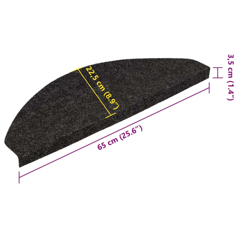 vidaXL kāpņu paklāji, 20 gab., pašlīmējoši, 65x22,5x3,5 cm, pelēki