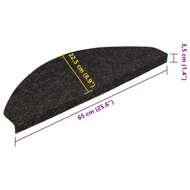 vidaXL kāpņu paklāji, 30 gab., pašlīmējoši, 65x22,5x3,5 cm, pelēki