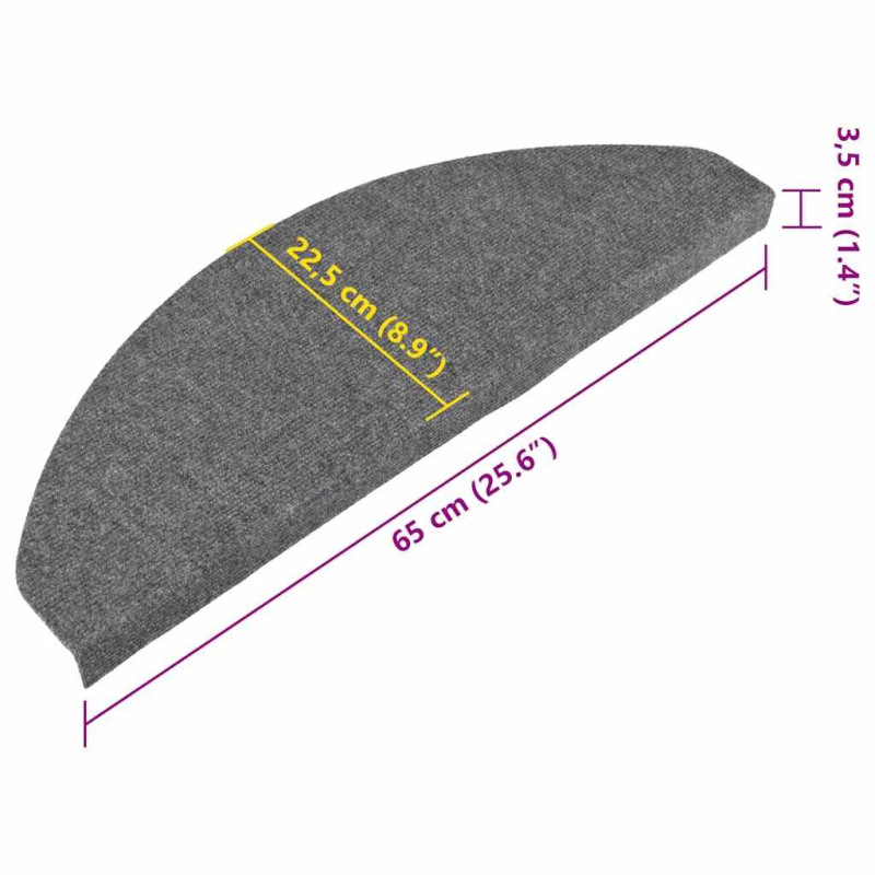 vidaXL kāpņu paklāji, 20 gab., pašlīmējoši, 65x22,5x3,5 cm, pelēki