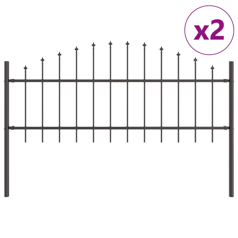 vidaXL Dārza žogs 2 pcs Pelēka 170 x 140 cm