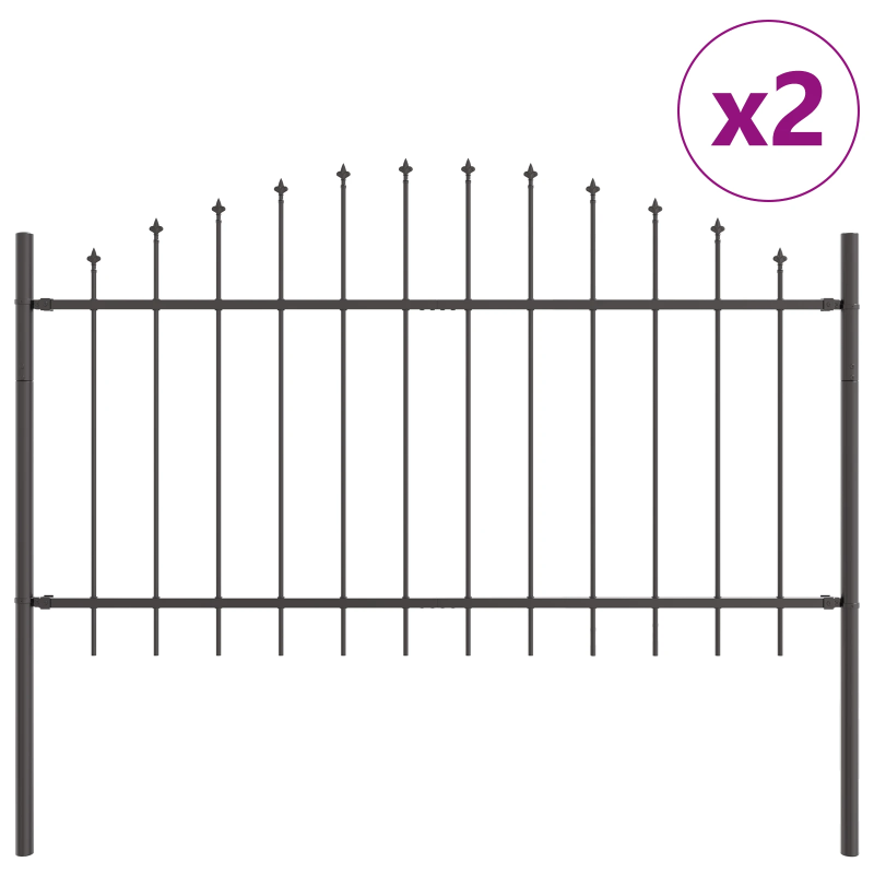 vidaXL Dārza žogs 2 pcs Pelēka 170 x 140 cm