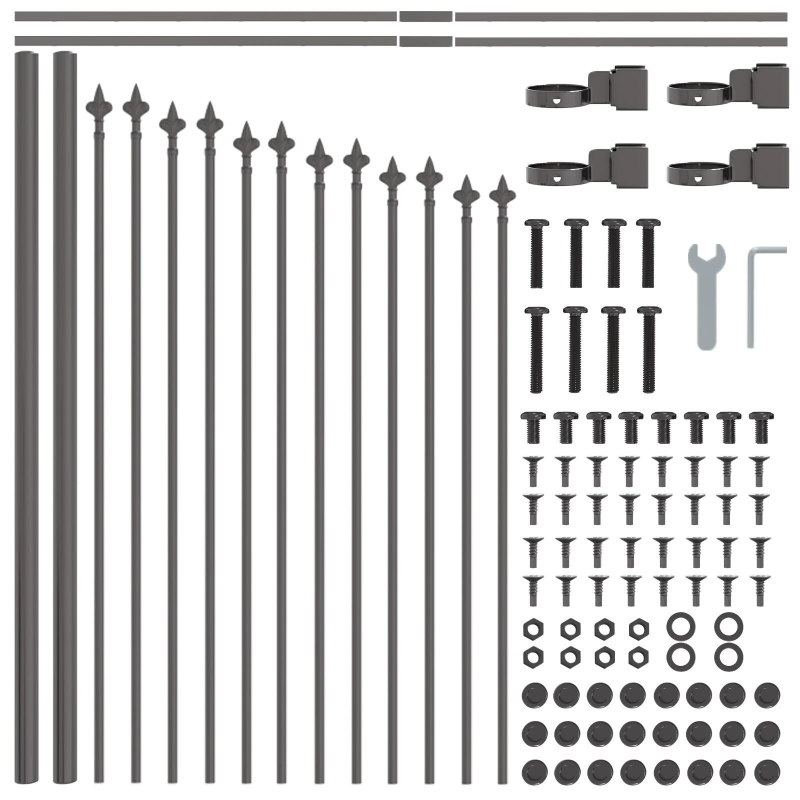 vidaXL Dārza žogs 4 pcs Pelēka 170 x 140 cm