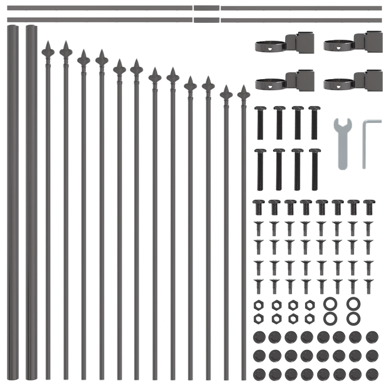 vidaXL Dārza žogs 5 pcs Pelēka 170 x 140 cm