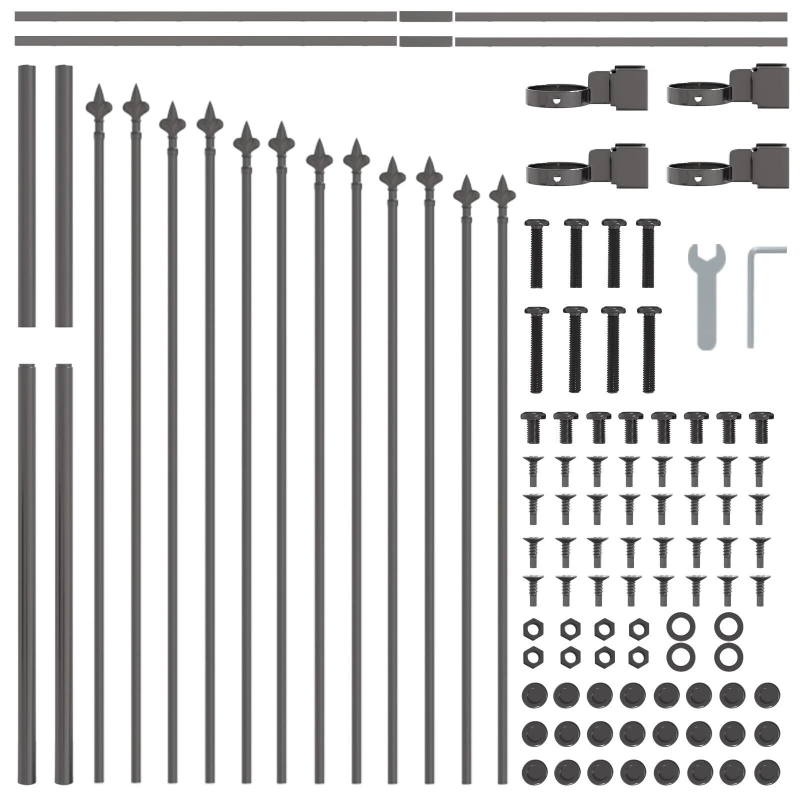 vidaXL Dārza žogs 5 pcs Pelēka 170 x 140 cm