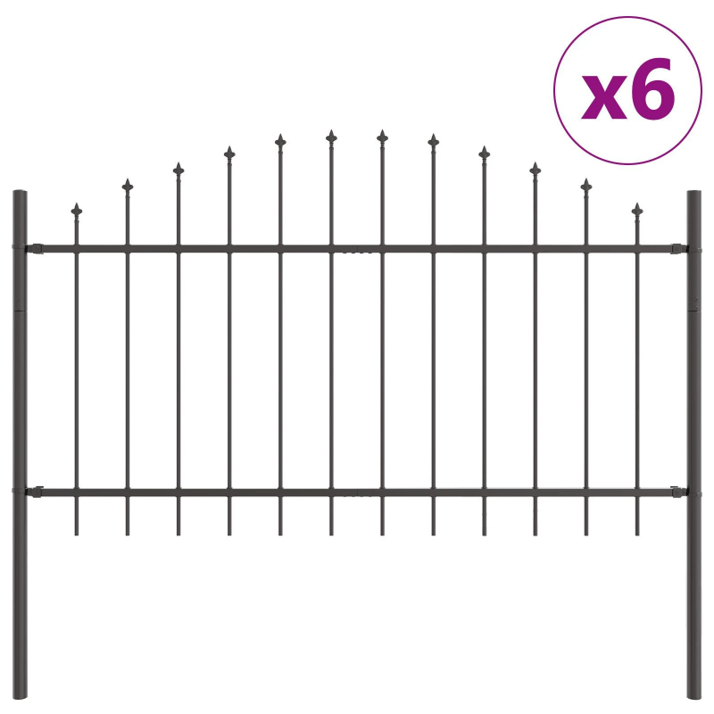 vidaXL Dārza žogs 6 pcs Pelēka 170 x 140 cm
