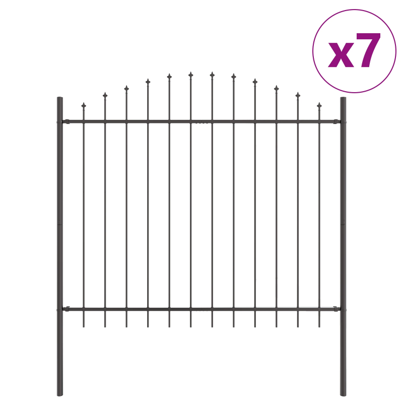 vidaXL Dārza žogs 7 pcs Pelēka 170 x 190 cm