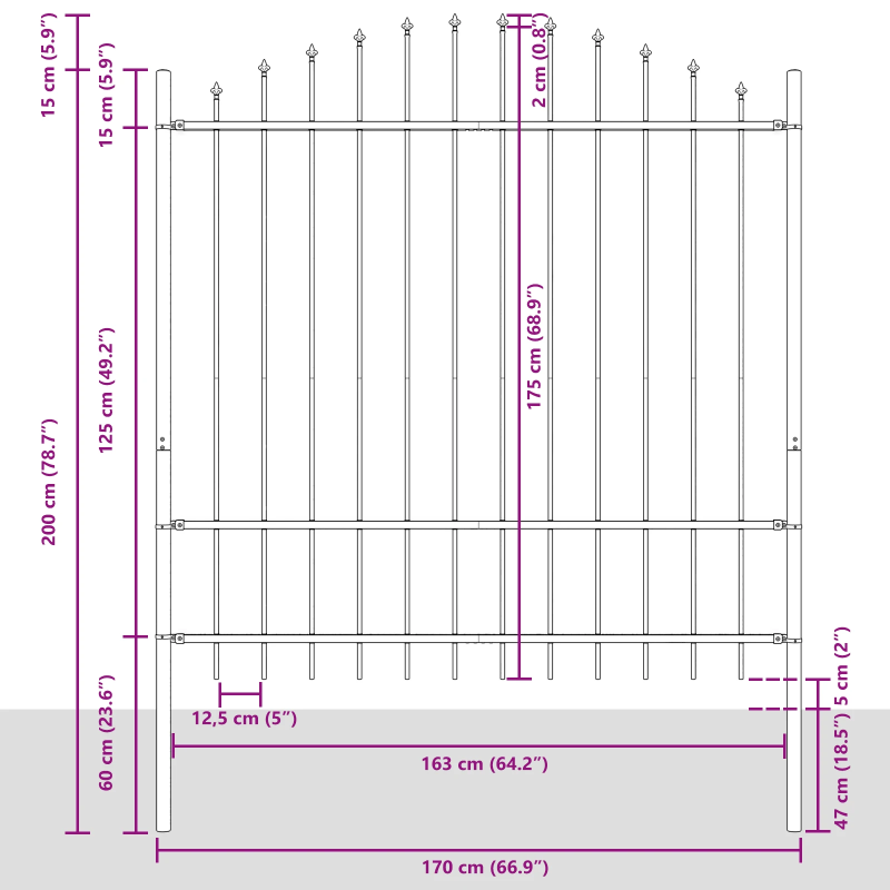 vidaXL Dārza žogs 6 pcs Balts 170 x 215 cm