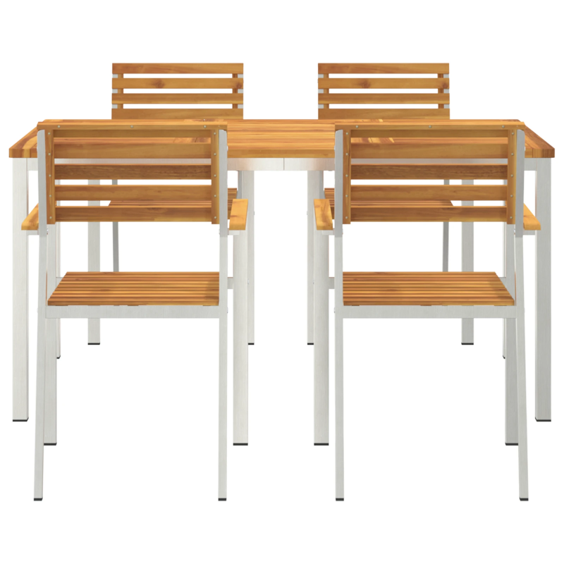 vidaXL Dārza ēdamgalds 5 pcs Brūna Cietā akācijas koks