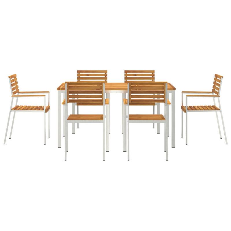 vidaXL Dārza ēdamgalds 7 pcs Brūna Cietā akācijas koks