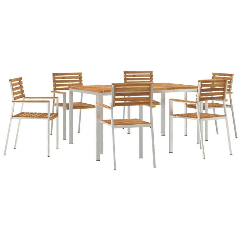 vidaXL Dārza ēdamgalds 7 pcs Brūna Cietā akācijas koks