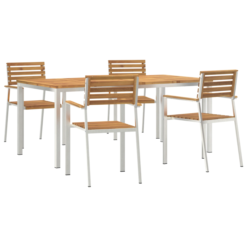vidaXL Dārza ēdamgalds 5 pcs Brūna Cietā akācijas koks