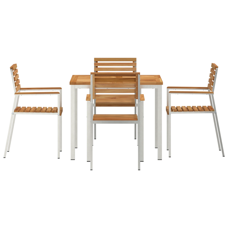 vidaXL Dārza ēdamgalds 5 pcs Brūna Ciets tekša koks