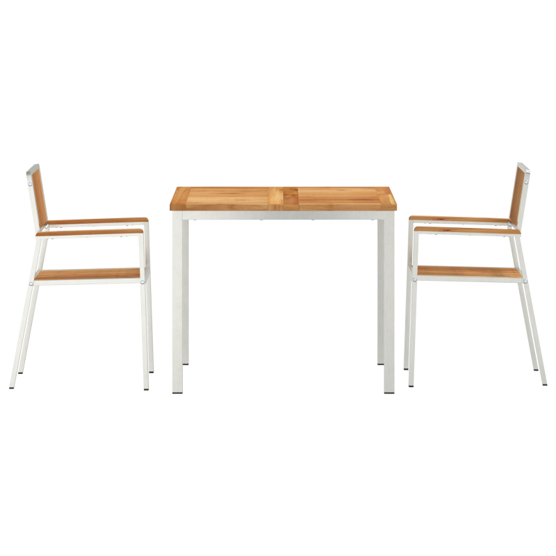 vidaXL Āra ēdamistabas komplekts 3 pcs Brūna Ciets tekša koks