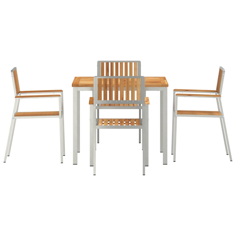 vidaXL Āra ēdamistabas komplekts 5 pcs Brūna Ciets tekša koks