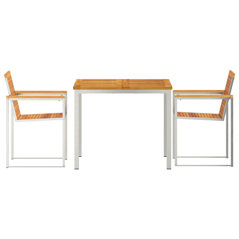 vidaXL Dārza ēdamgalds 3 pcs Brūna Cietā akācijas koks