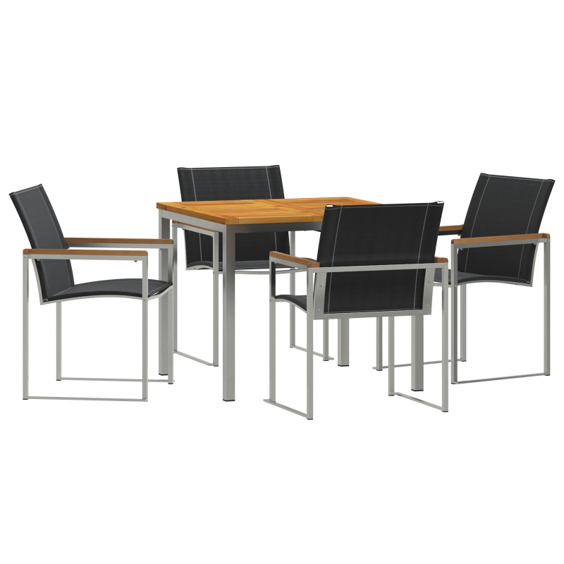 vidaXL Dārza ēdamgalds 5 pcs Brūna Cietā akācijas koks