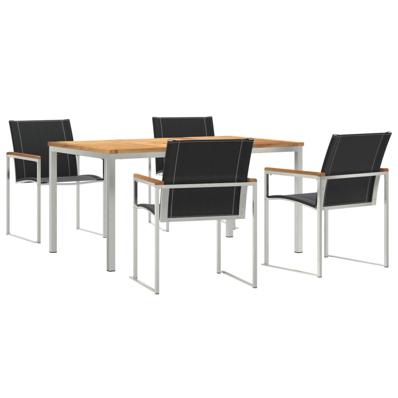 vidaXL Dārza ēdamgalds 5 pcs Brūna Cietā akācijas koks