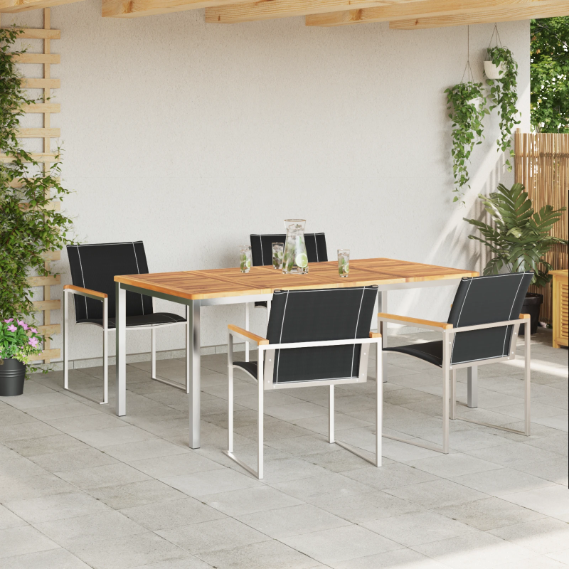 vidaXL Dārza ēdamgalds 5 pcs Brūna Cietā akācijas koks