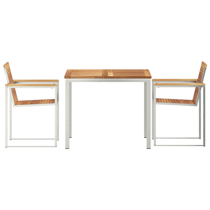 vidaXL Dārza ēdamgalds 3 pcs Brūna Ciets tekša koks