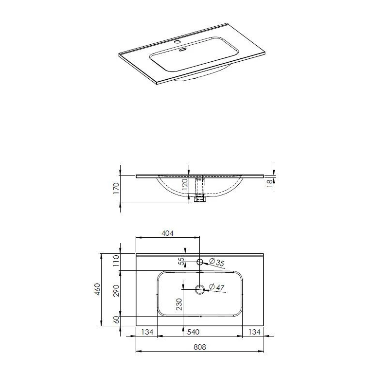 Iebūvējams izlietne skappa 80 balta