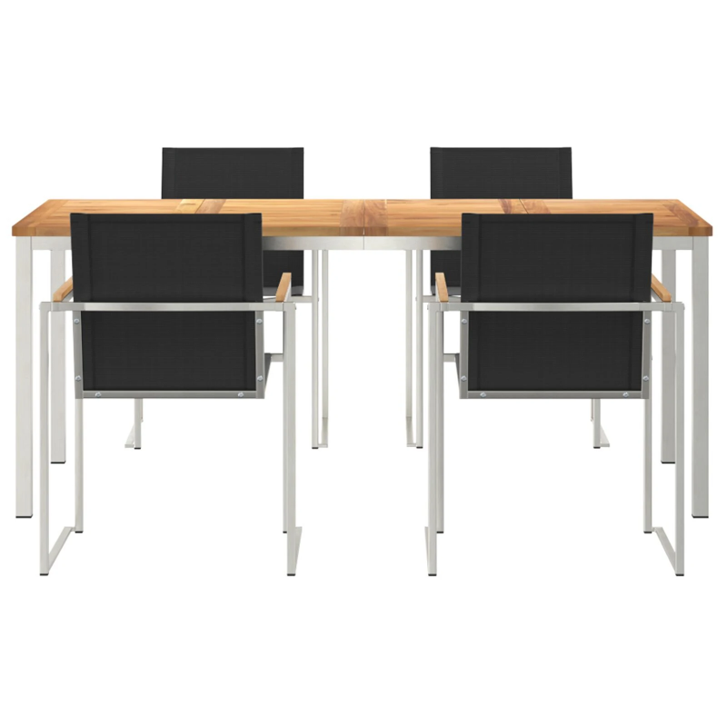 vidaXL Dārza ēdamgalds 5 pcs Brūna Ciets tekša koks