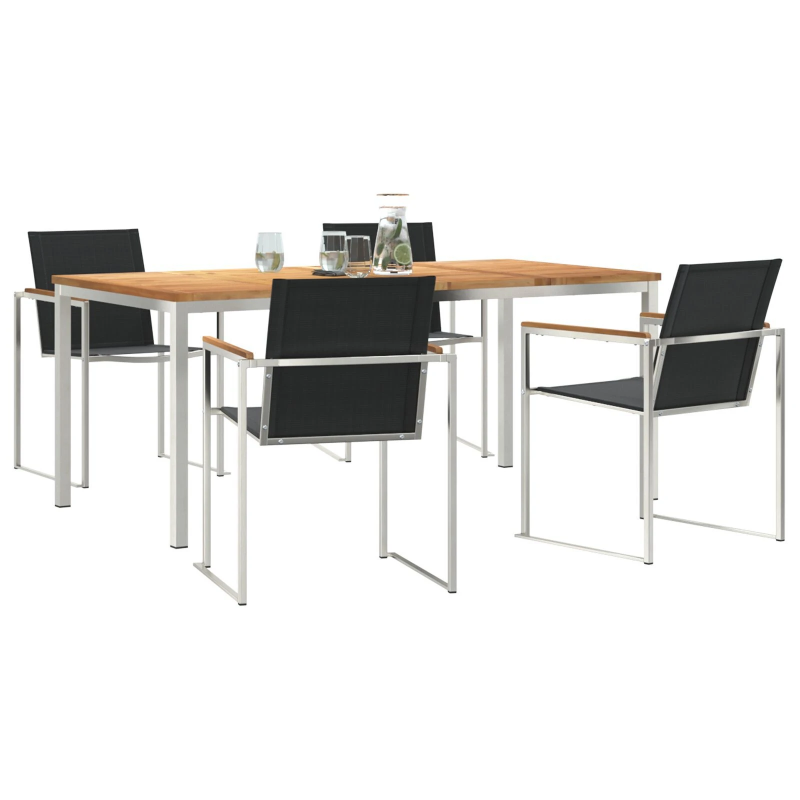 vidaXL Dārza ēdamgalds 5 pcs Brūna Ciets tekša koks