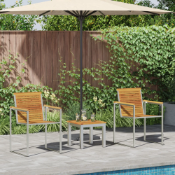 vidaXL Sauļošanās krēsls 3 pcs Brūna Cietā akācijas koks