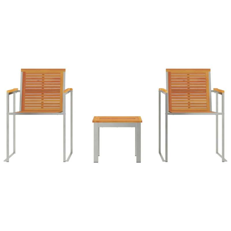 vidaXL Sauļošanās krēsls 3 pcs Brūna Cietā akācijas koks