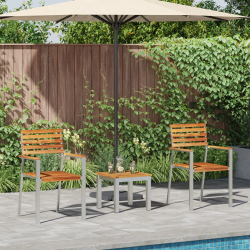 vidaXL Dārza ēdamgalds 3 pcs Brūna Ciets tekša koks