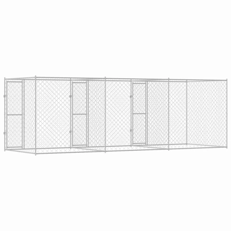 vidaXL Suņu būris Sudraba 600 x 200 x 200 cm Cinkots tērauds