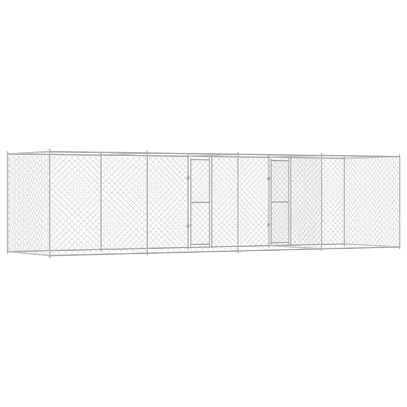 vidaXL Suņu būris Sudraba 800 x 200 x 200 cm Cinkots tērauds