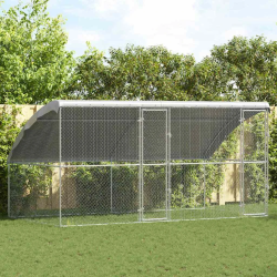 vidaXL Vistu būris 2 pcs Sudraba 400 x 200 x 198,5 cm Cinkots tērauds