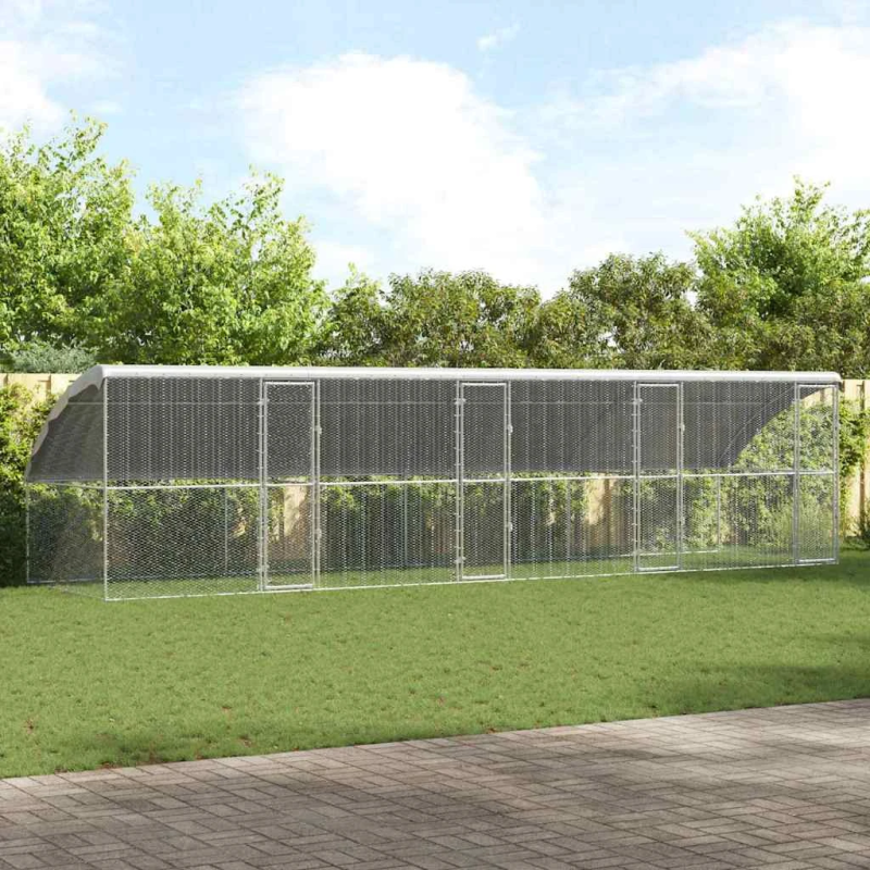 vidaXL Vistu būris 4 pcs Sudraba 800 x 200 x 198,5 cm Cinkots tērauds