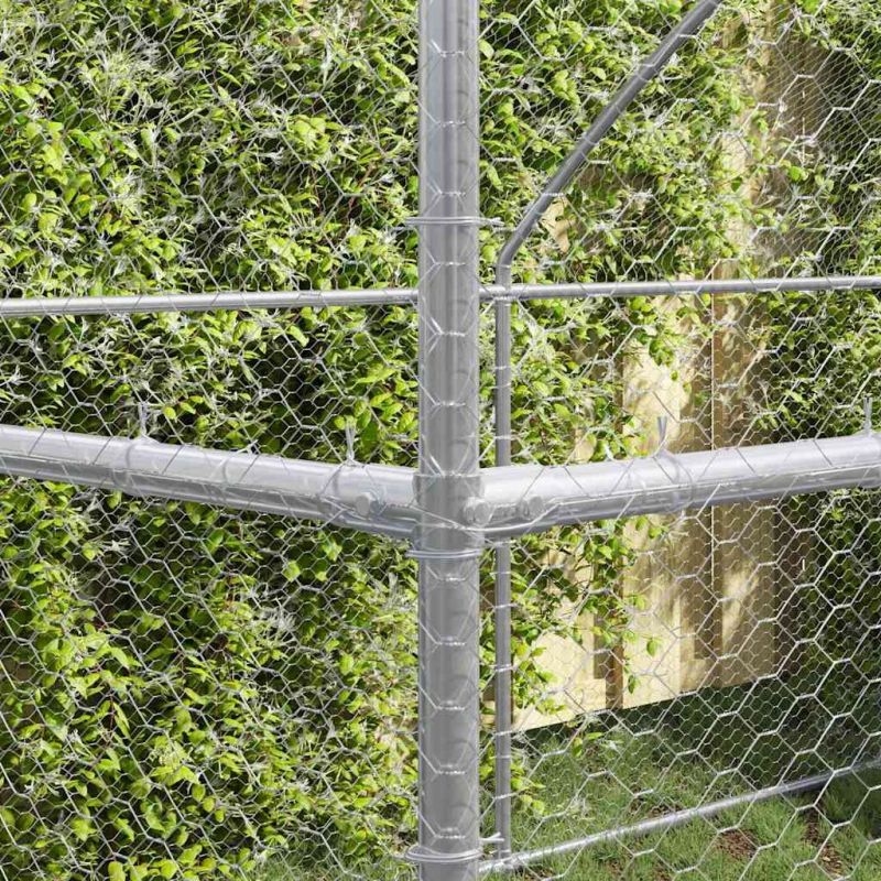 vidaXL Vistu būris 3 pcs Sudraba 600 x 200 x 200 cm Tērauds un PE