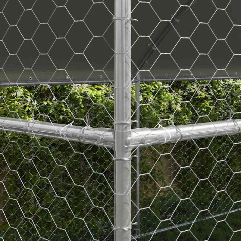 vidaXL Suņu būda ar uzglabāšanu 4 pcs Sudraba 8 x 2 x 2 m Tērauds