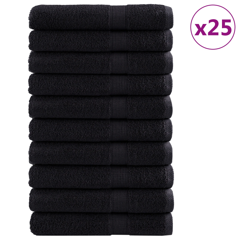 vidaXL Viesu dvielis SOLUND 25 pcs Melna 80 x 200 cm Kokvilna